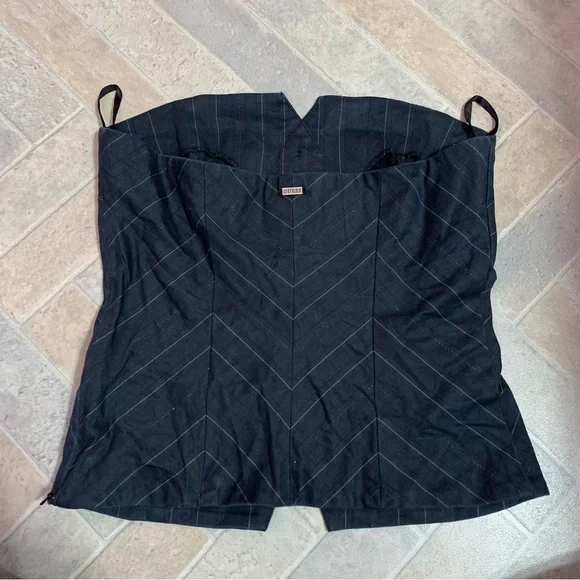 *RARE VTG Guess grey strapless corset top w/pinstripes - small - Picture 3 of 9